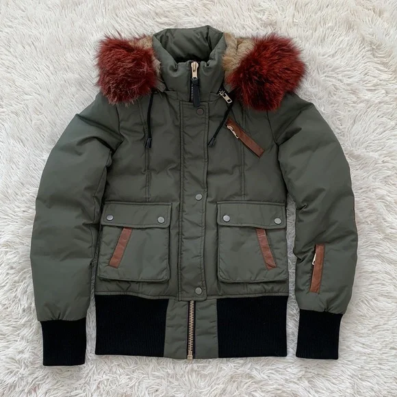 Nicole Benisti Fordham intarsia fur trim bomber sz S in great condition - Picture 9 of 15